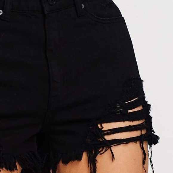 🖤 Kancan 🖤cute black destroyed denim shorts - Picture 3 of 6